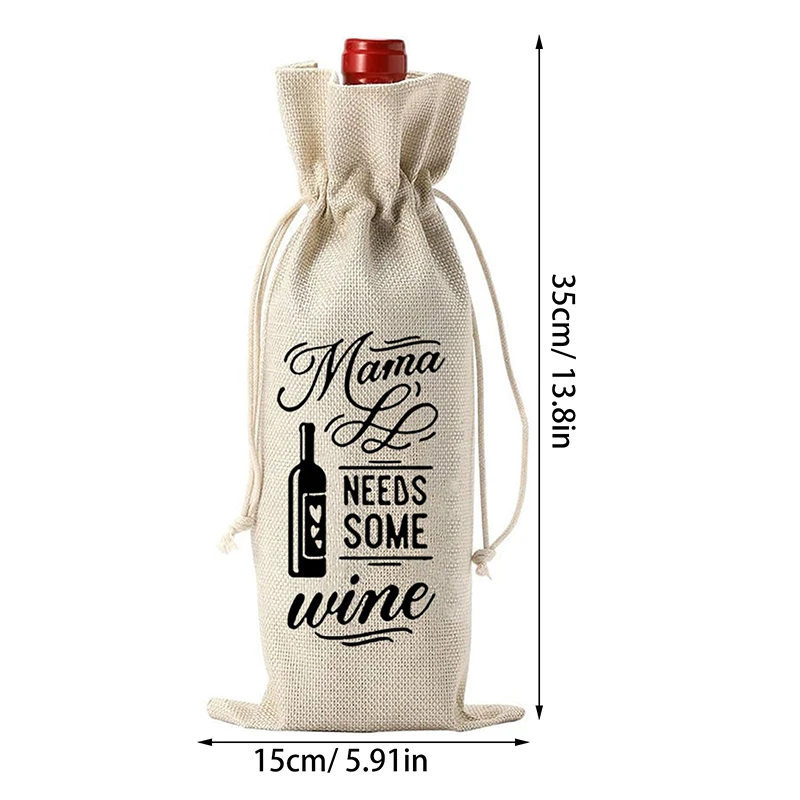 Wine Bags With Drawstring Red Wine Bottle Covers Gift Champagne Pouch Burlap Packaging Bag Wedding Party Decoration Wine Bags