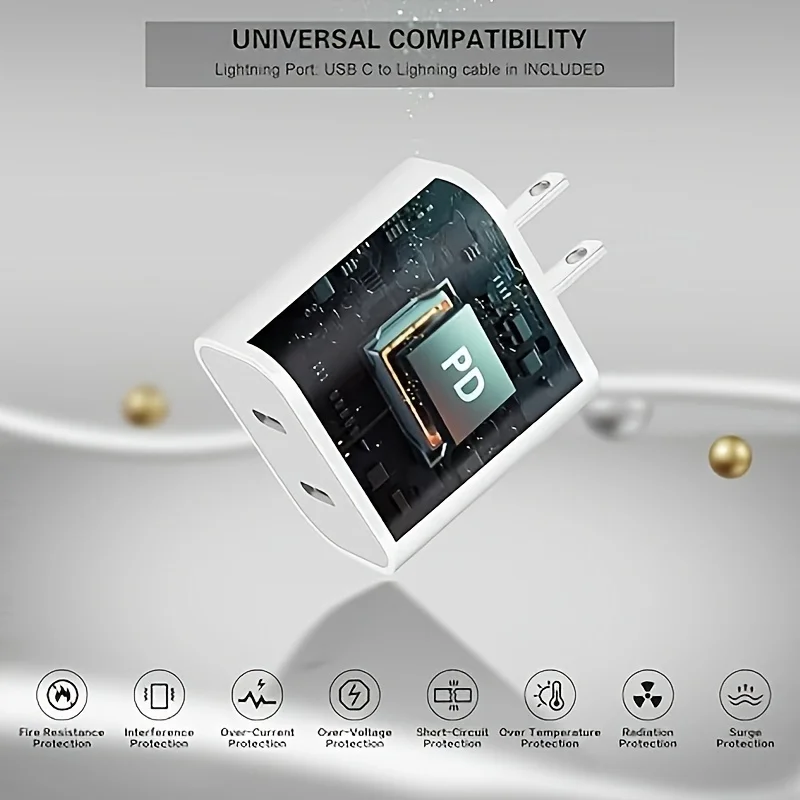 شاحن حائط USB-C فائق السرعة، كابل طويل 6.6 بوصة مناسب لهاتف iPhone 15 وSamsung Galaxy S23 S22 Plus، S20/S21 Ultra
