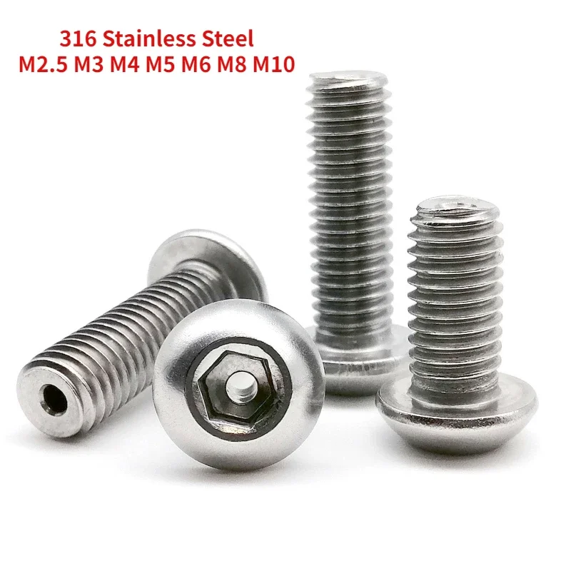 10-20PCS M2.5 M3 M4 M5 M6 M8 M10 Stainless Steel 316 Round Head Hexagon Hollow Screw Hollow Bolt Mask Machine Threading