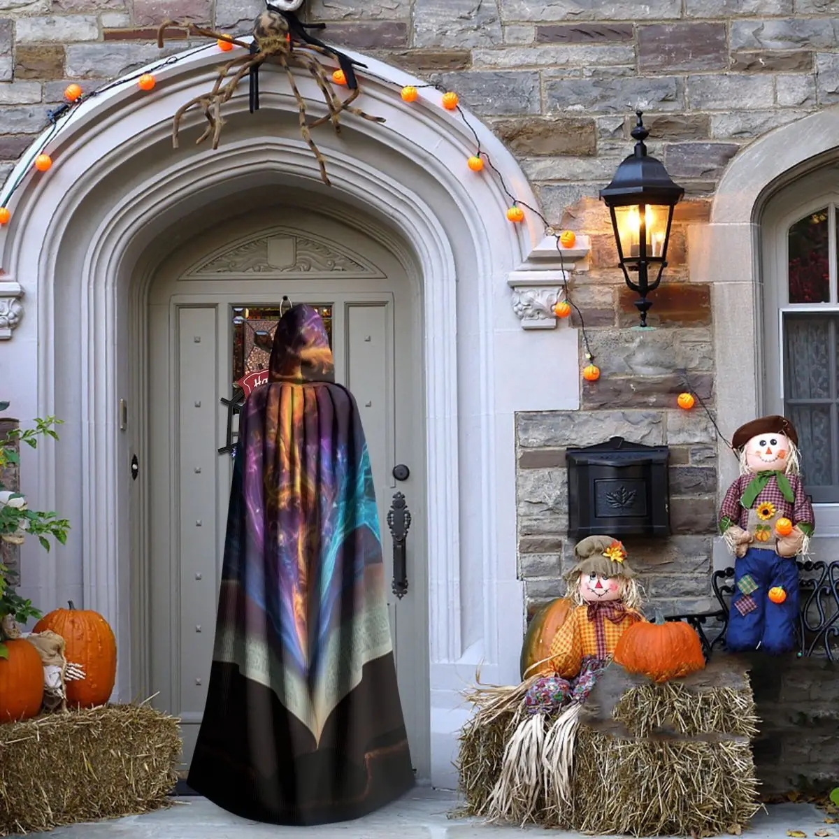 Libro della magia Mantello lungo con cappuccio Strega Costume medievale Mantello cosplay HalloweenVampiro Adulto unisex