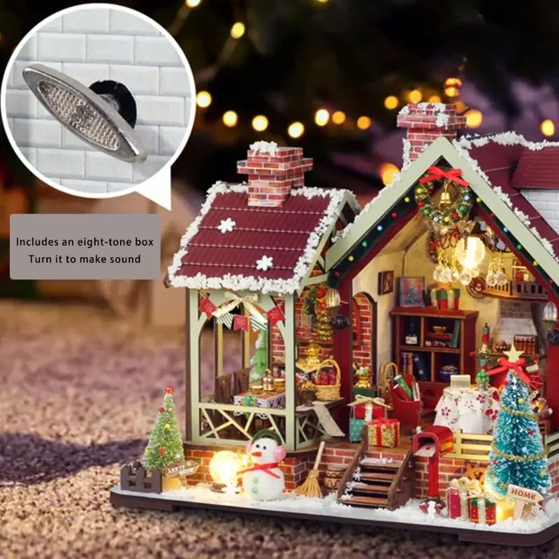 

Wooden DIY Holiday Scene Model Craft Set Creative Building Project For Home Decoration Gift Giving A2UB