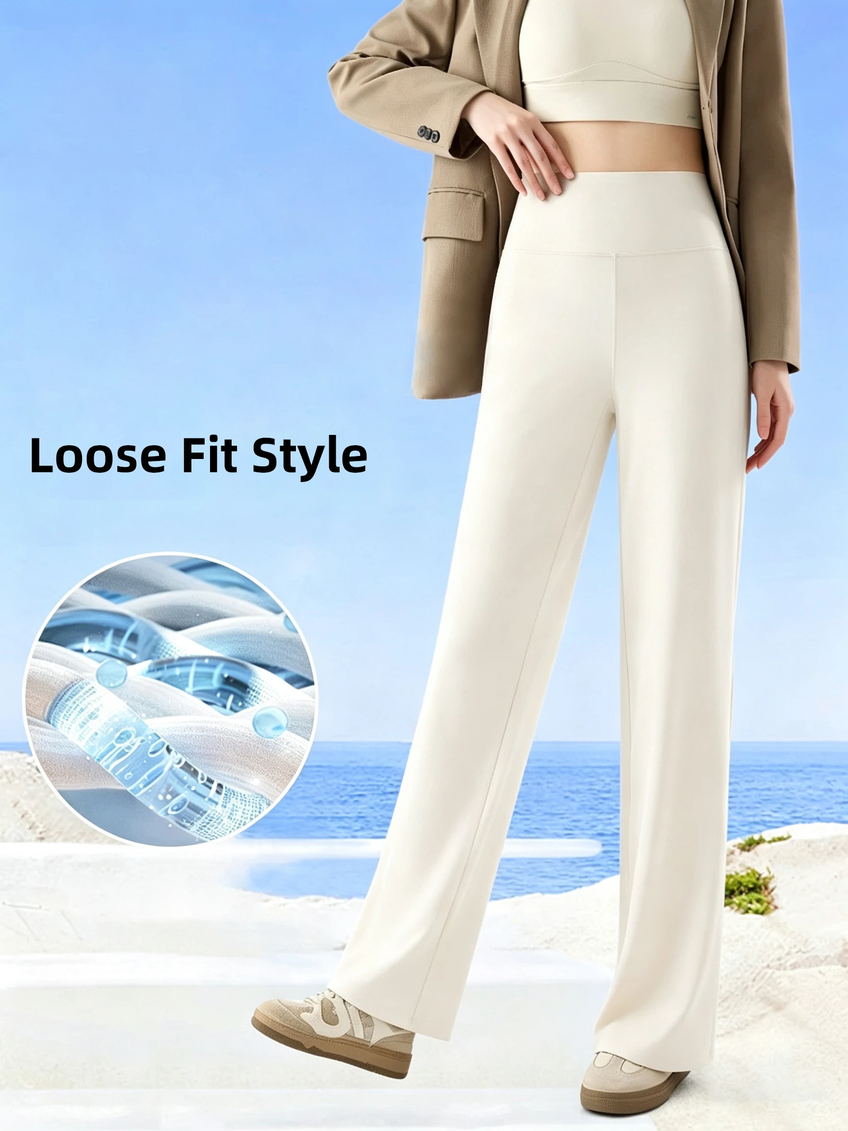 High Waisted Straight Leg Yoga Pants for Women Naked Feeling Butt Lifting Loose Fit Workout Trousers Slimming Gym Pants