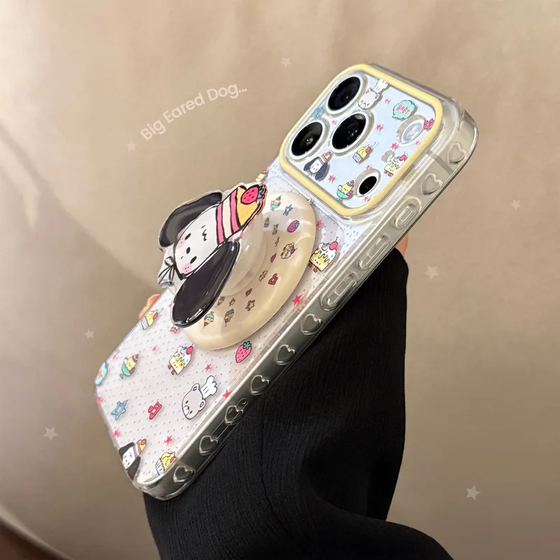 Dessert Puppy Pattern Double Layer Magnetic Hard Phone Case PC+TPU With Kickstand for iPhone 17 Pro Max