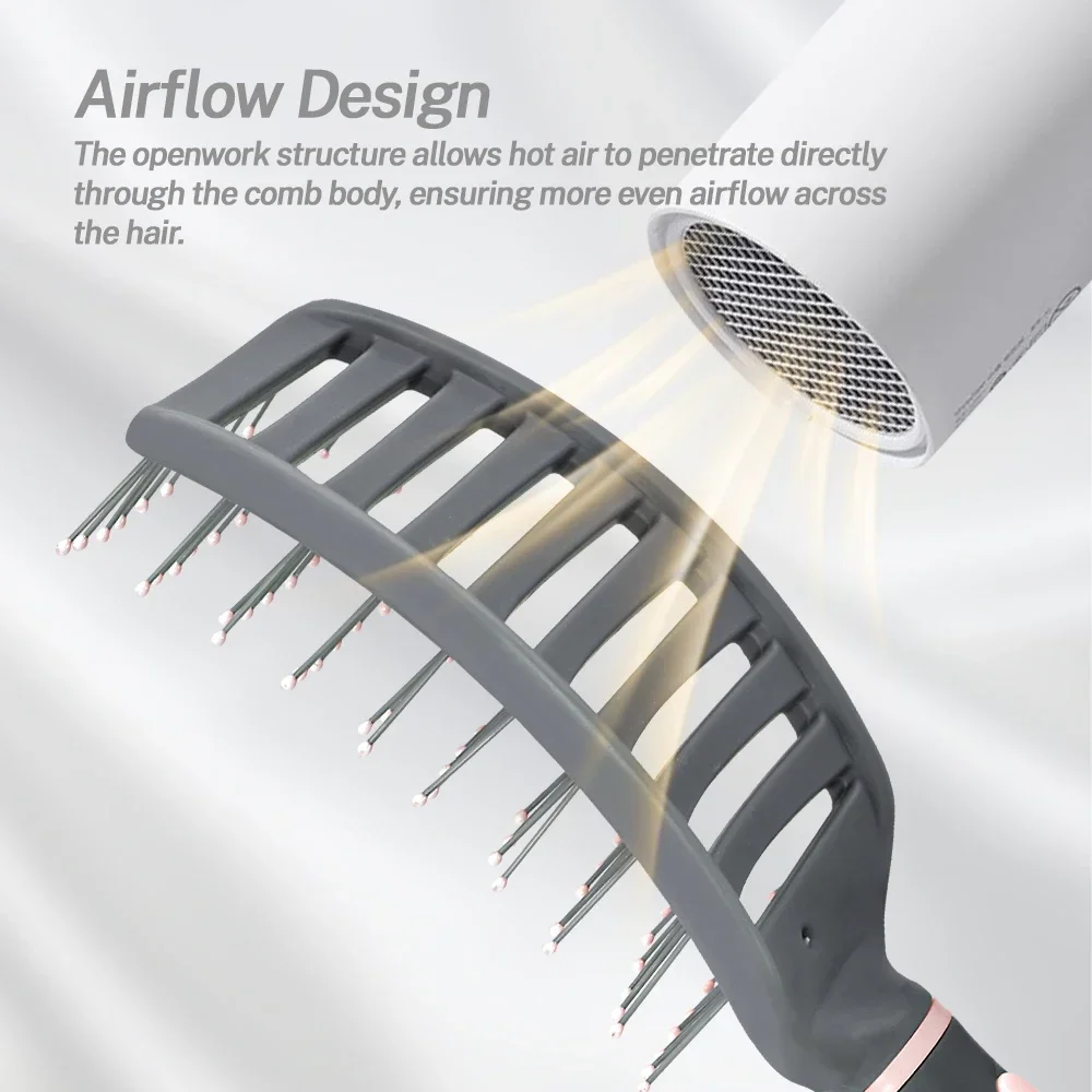 Detangling Hair Brush Bristle&Nylon Women Dry And Wet Use Scalp Massage Comb Fluffy Curly Hairdressing Salon Styling Tools