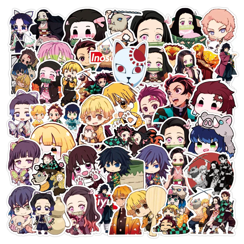 50 pcs/set Japanese Anime Demon Slayer Waterproof PVC Stickers Scrapbooking Diy  Diary Stationery Sticker