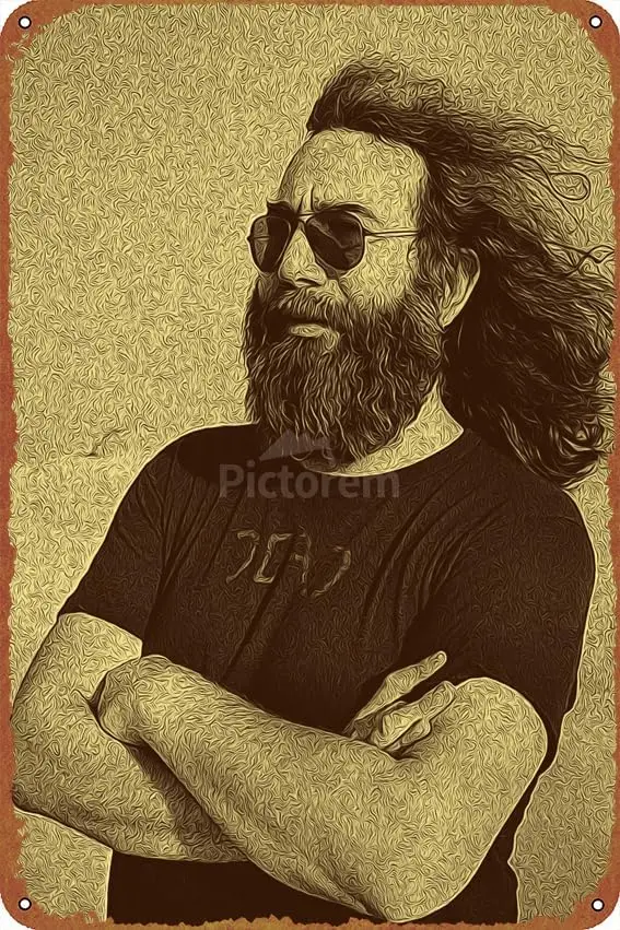 Jerry Garcia Retro Vintage 12 Club Bedroom Office Coffee Bar Wall Art Retro Poster Tin Signs 12X8 Inch