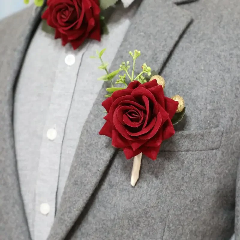 Rose Flower Wrist Corsage Wedding Bracelet  Bridesmaid Men Boutonniere Wrist Corsage Sisters Hand Flowers Wedding Accessories