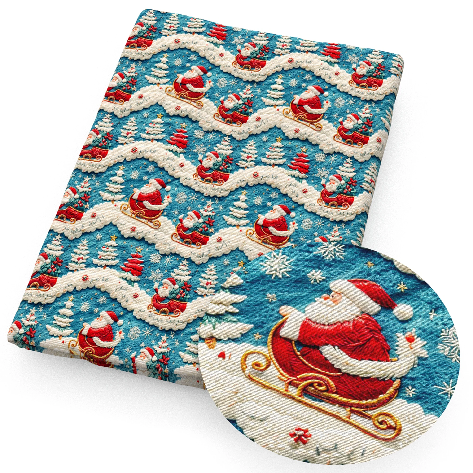 50*145cm Christmas Santa Patchwork Printed Polyester Cotton Fabric for Tissue Sewing Quilting Fabrics Needlework DIY Handmade