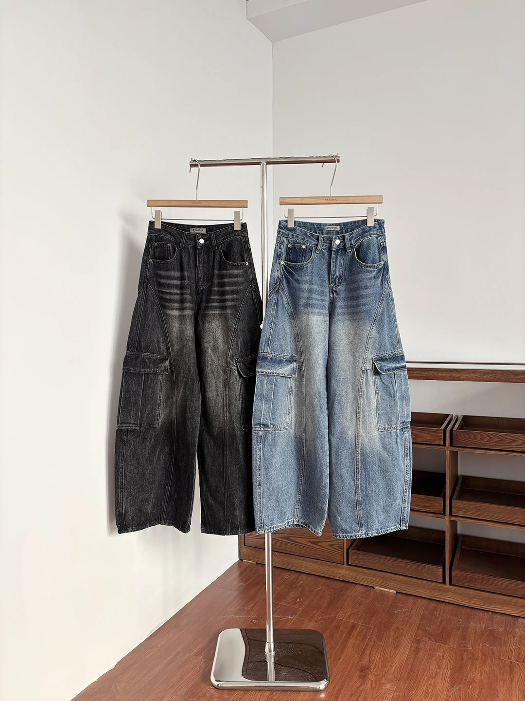 

High Waist Wide Leg Denim Jeans Women's Spring Summer Korean Style Cool Loose Multi Pocket Knife Long Pants Versatile Sl...