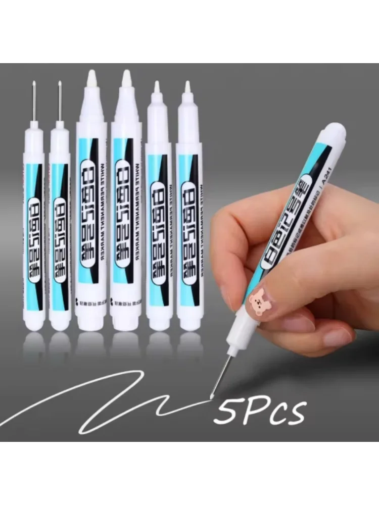 0.7/1.0/2.5MM Witte Permanente Marker Pennen Markers Verf Pen Voor Hout Plastic Leer Glas Steen Metaal kunst Schilderen Leveringen - afbeelding 2