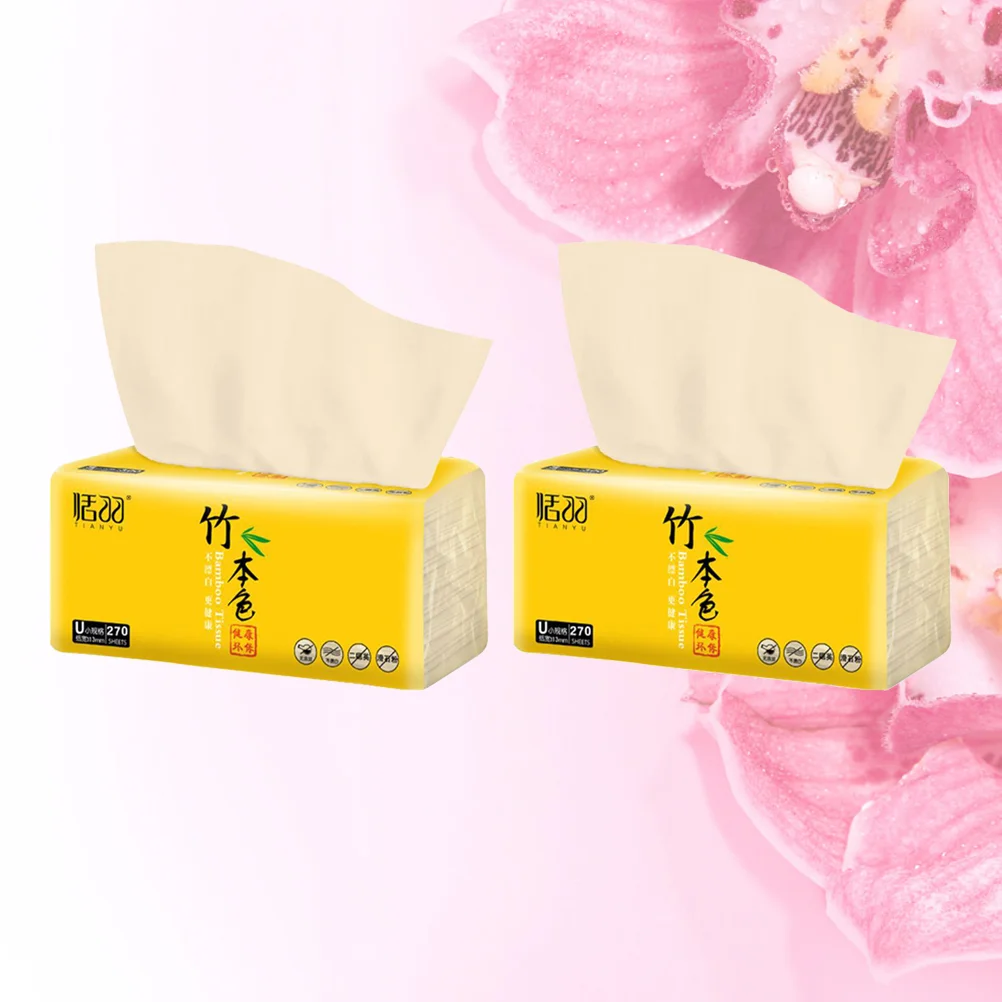 3 Bags of 810 Sheets Paper Extraction Flexible Napkin Bamboo Tissue Facial Cleaning Towel Disposable Dry and Wet Tissue Yellow (