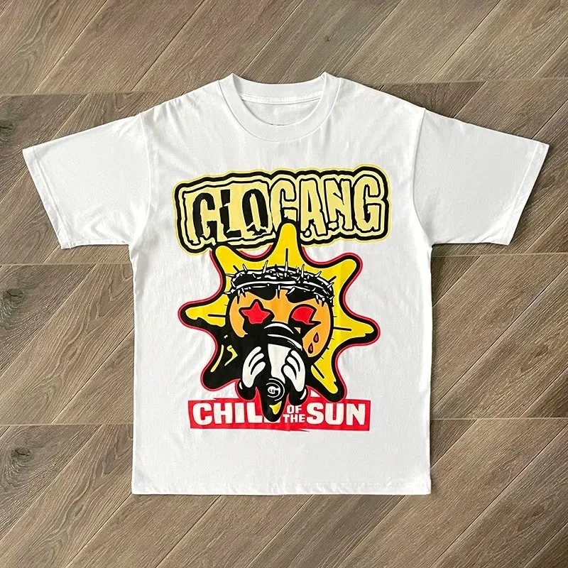 High-quality Summer Short-sleeved Men's Glo Gang Boyz Worldwide Tee Drinks Cartoon Men's Women's Cotton Short-sleeved T-shirts