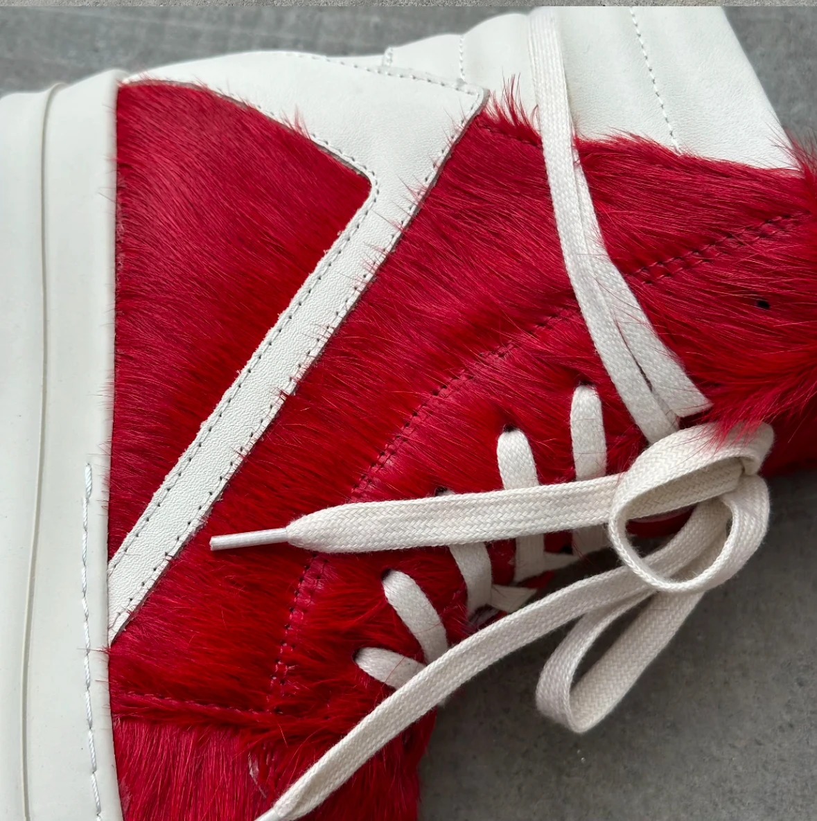 R-o Brand Men Shoe Red Horse Hair High top Casual Shoes Women Sneakers Red Horsehair Boots Lace Up Sneaker Zipper Ankle Boot