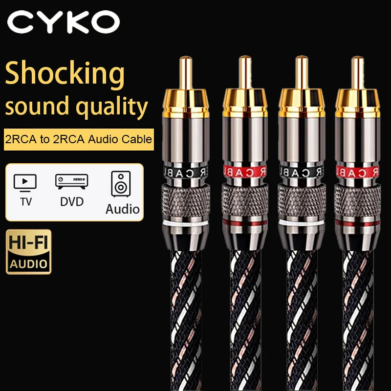 CYKO HIFI RCA cable Stereo interconnect cable for high performance advanced hi-Fi audio 2rca to 2rca speakers