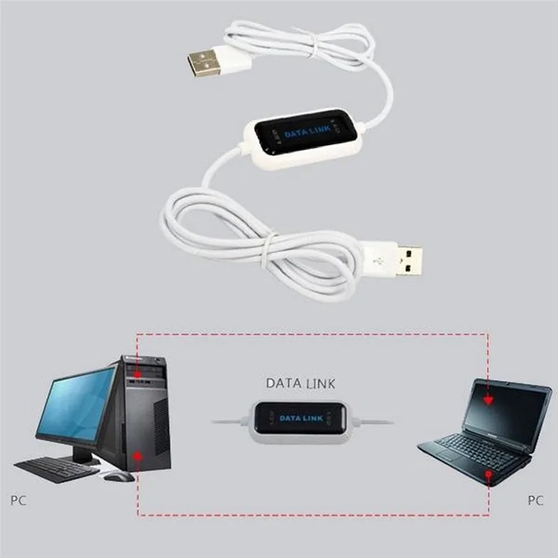 USB PC To PC Online Share Sync Link Net Direct Data File Transfer Bridge LED Cable Easy Copy Between 2 Computer