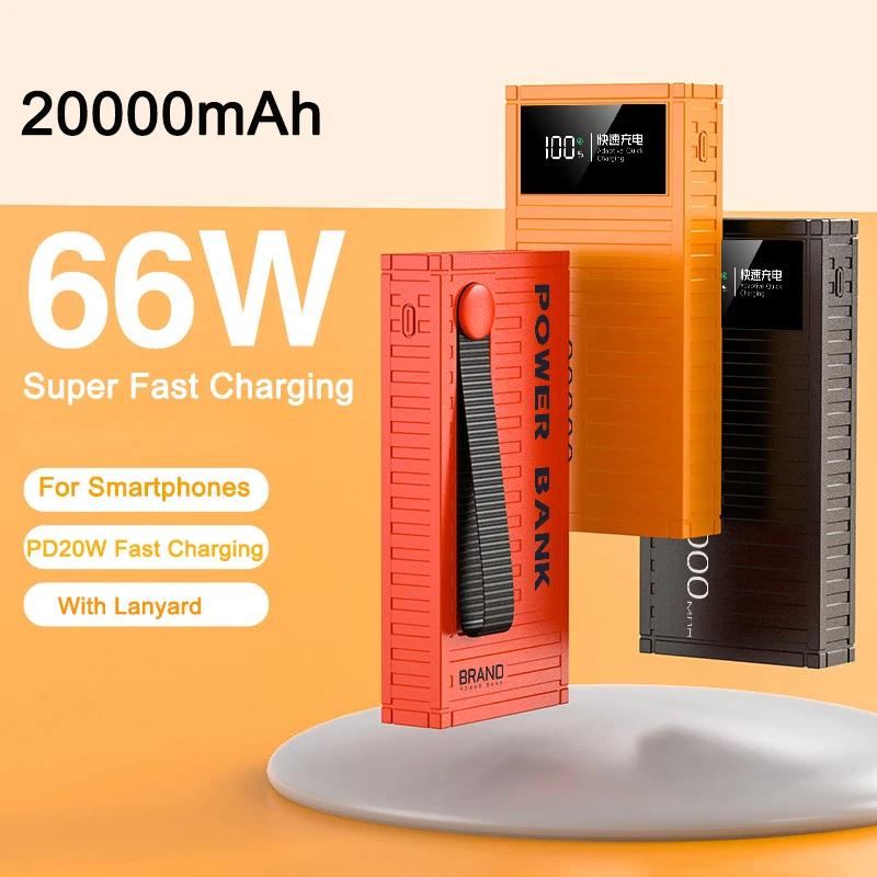 

Power Bank 20000mAh 66W Fast Charging Powerbank Portable External Battery Charger For iPhone 14 Huawei Xiaomi Samsung Poverbank