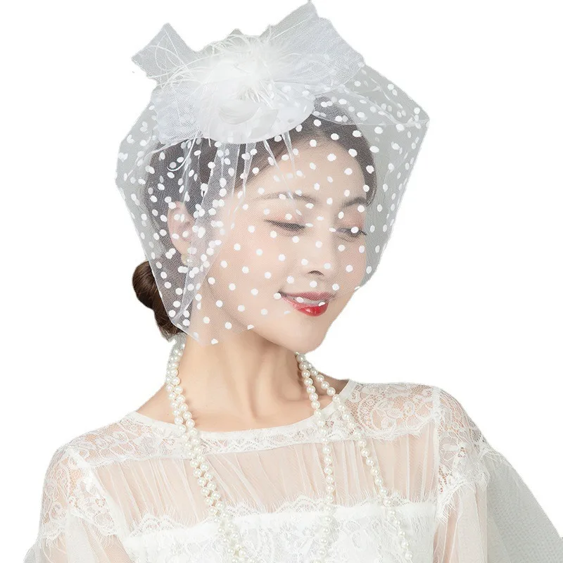 Feather Net Yarns Hat Elegant Wedding Accessories Bride Net Hats Headdress Women Party Prom Headwear Net Yarn Hairpin