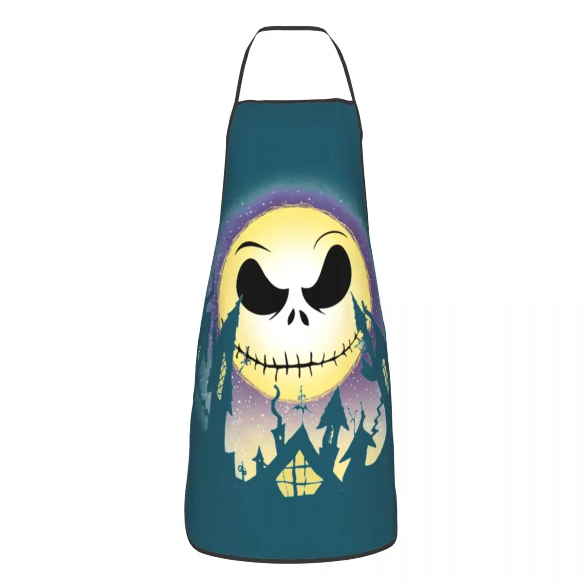 Custom Unisex Halloween Nightmare Before Christmas Bib Apron Adult Women Men Chef Tablier Cuisine for Kitchen Cooking