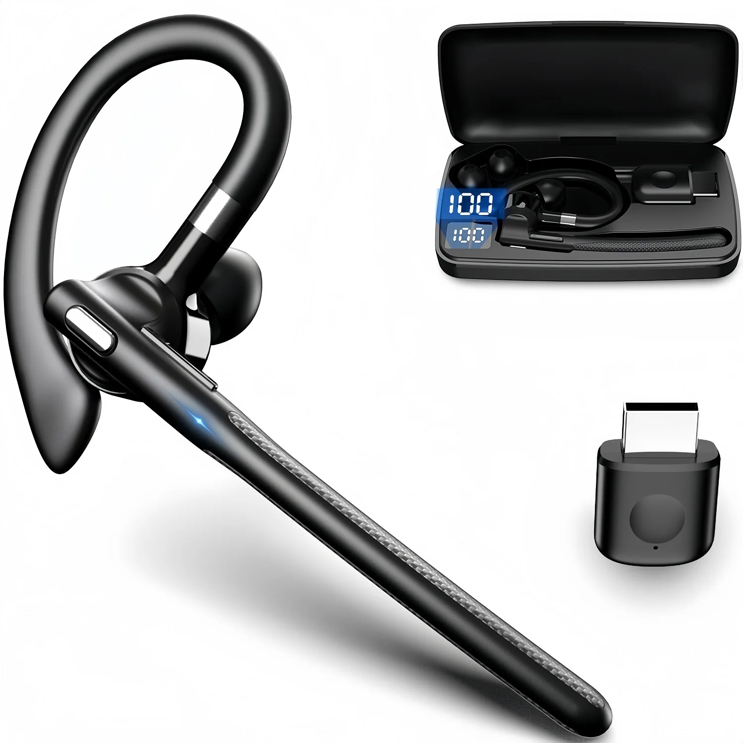 

Bluetooth 5.4 Business Earphone Wireless Handsfree Headphones Waterproof Stereo HD Call Headset for Driving/Truckers/Men/Women