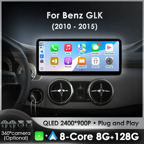 안드로이드 14 무선 CarPlay 메르세데스 벤츠 GLK 클래스 X204 2010-2015 차량용 멀티미디어 네비게이션 자동차 라디오 GPS DSP 스테레오 WiFi