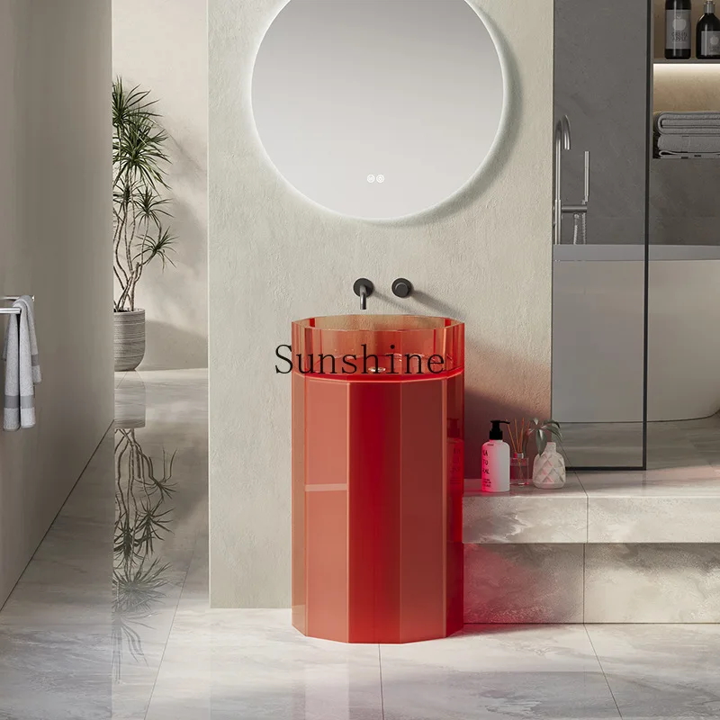 Transparent resin basin column luxury atmosphere luminous bathroom washbasin