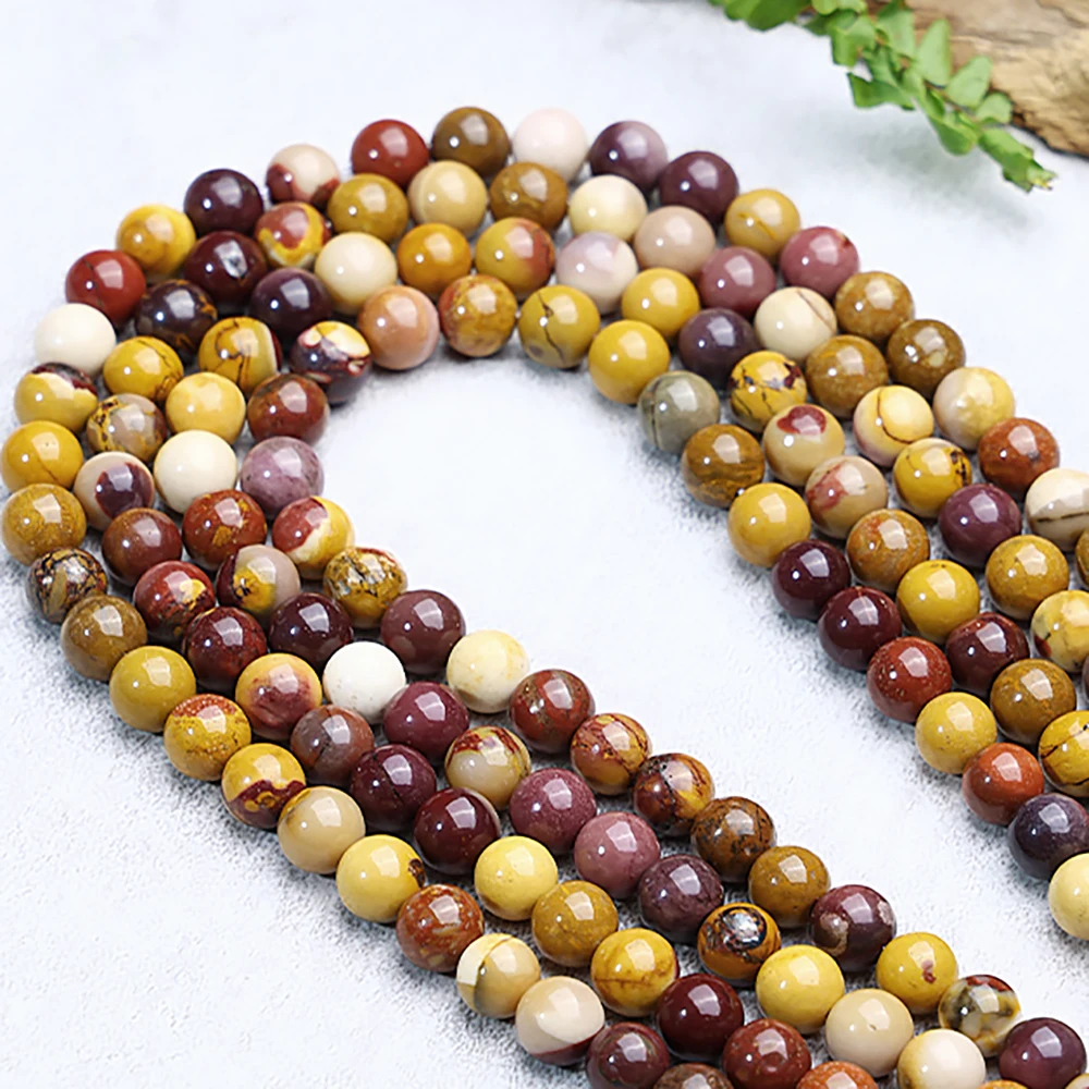 Natural Moukaite Stone Beads 4-10mm Loose Yellow Jasper Beads For Jewelry Making DIY Bracelets Necklace Strand