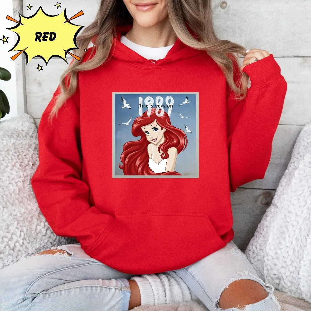 قميص إصدار أرييل 1989، سويت شيرت حورية البحر الصغير المضحك، بلوفر برقبة دائرية للفتيات من ديزني للسفر في الخريف/الشتاء