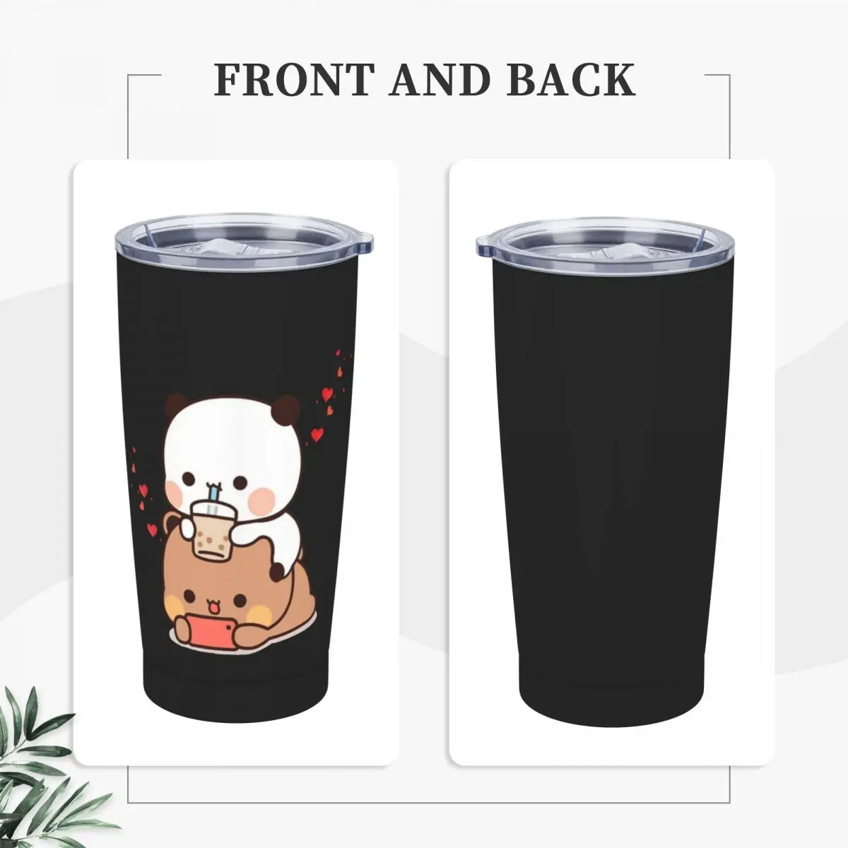 Dudu Bear And Bubu Panda Playing Together Stainless Steel Tumbler Kawaii Cartoon Mugs Cup Large Coffee Mug Drink Water Bottle