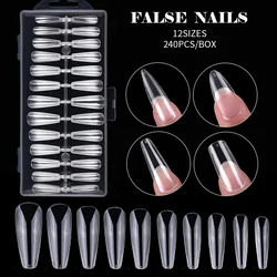 100/120/240Pcs Gel Nails Extension System Press on False Nails Tips Full Cover Coffin Almond Square Fake Nail Art Accessories