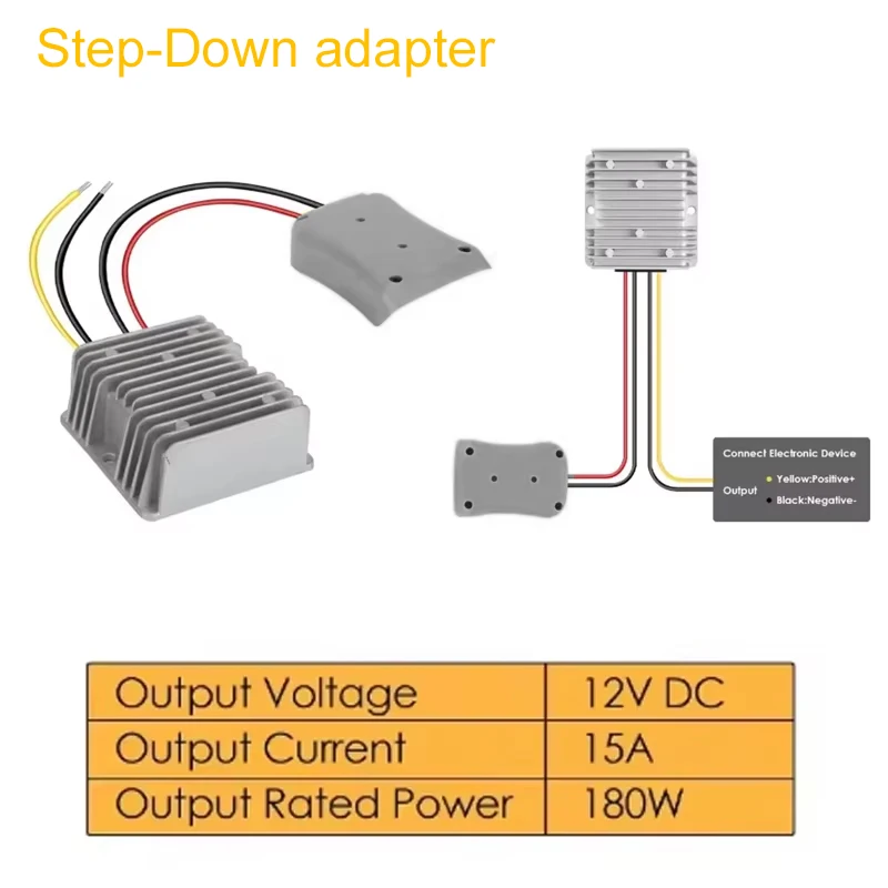 For Dewalt 18V Battery Holder Power Supply Step-Down DC Voltage Converter 18 to 12V DIY Adapter Buck Regulator 180W Inverter