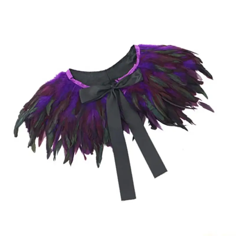 31BF Dramatischer, mit Federn verzierter Schal. Praktisches Nylon-Accessoire für Bühnenshows