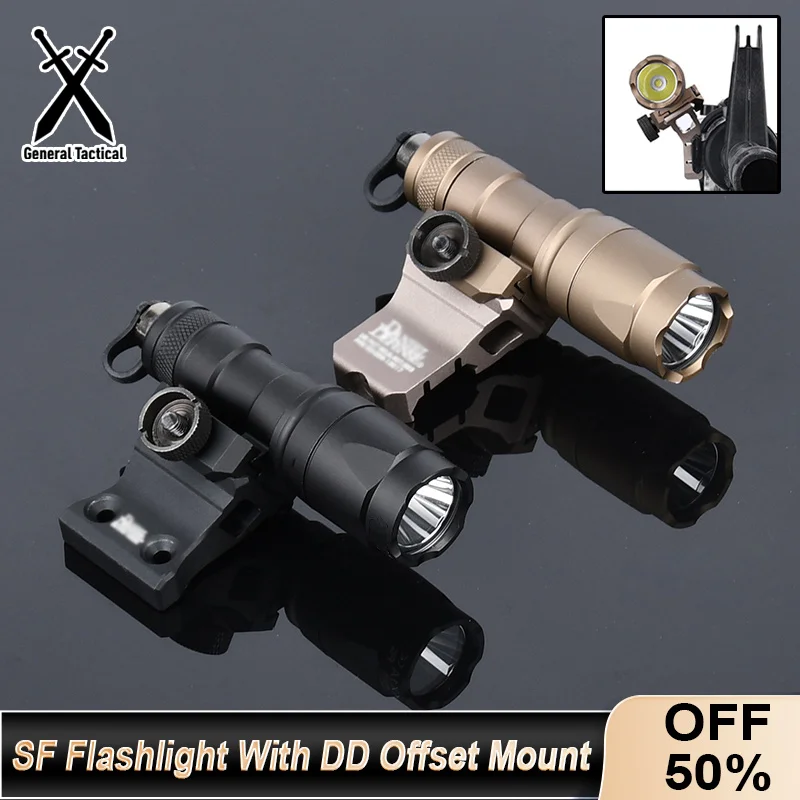 

Tactical Airsoft Surefir M300 M300A M600 M600C Flahslight With DD Offset Mount Fit 20mm Rail MLOK KEYMOD Hunting Weapon Light