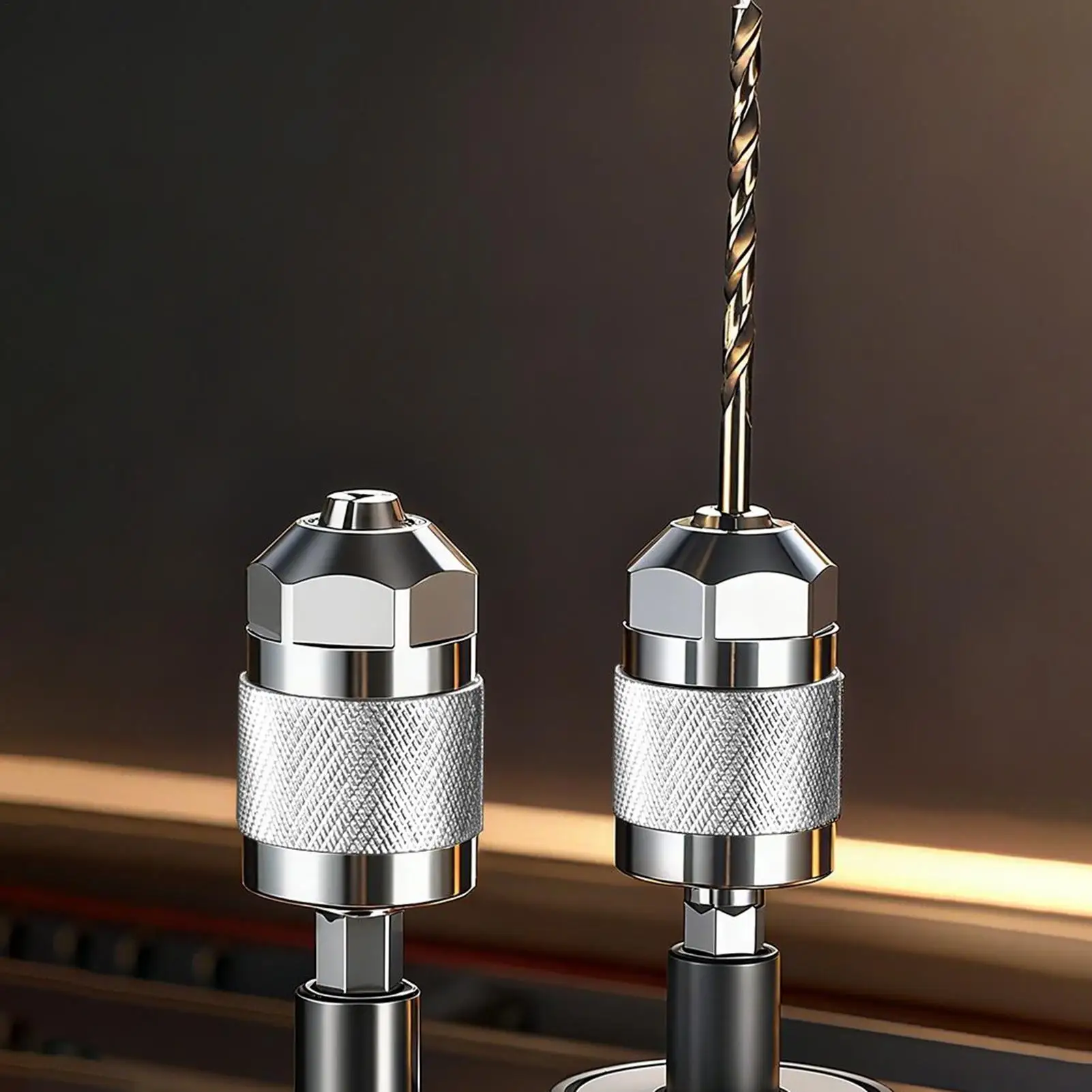 Keyless Drill Chuck 1/4 Inch Professional Converter 3-Jaw Hex Shank Quick Connect Chuck for Woodworking Metal Processing Home