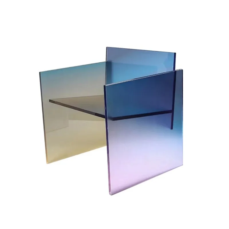 

Nordic postmodern hexagonal coffee table designer color transparent acrylic edge table gradual change acrylic leisure chair