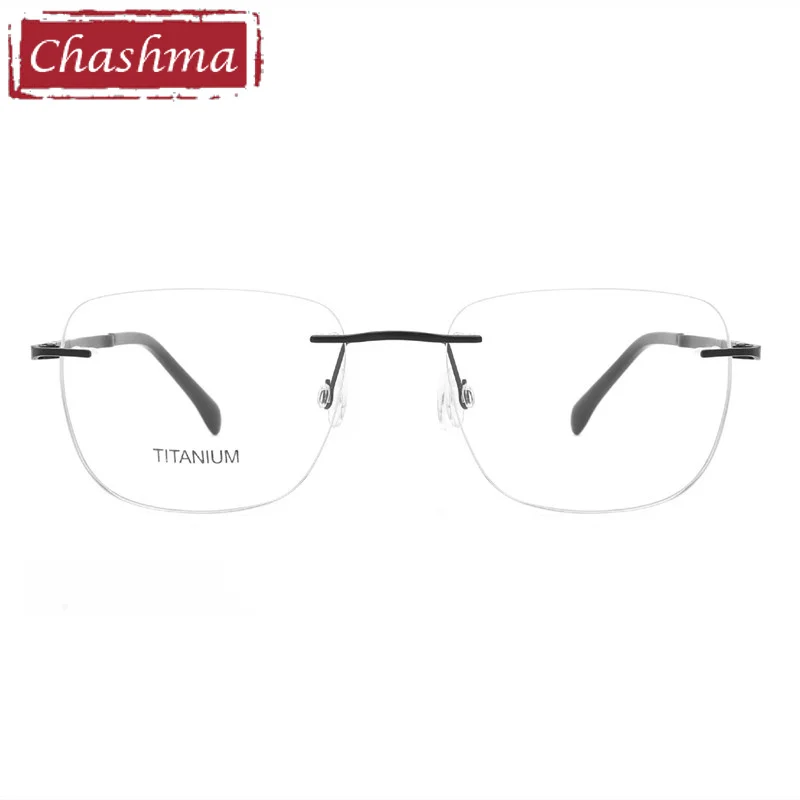 

Chashma Prescription Glasses Men Optical Pure Titanium Rimless Eyeglasses Frames Flexible Ultra Light Crystal Eyewear for Women