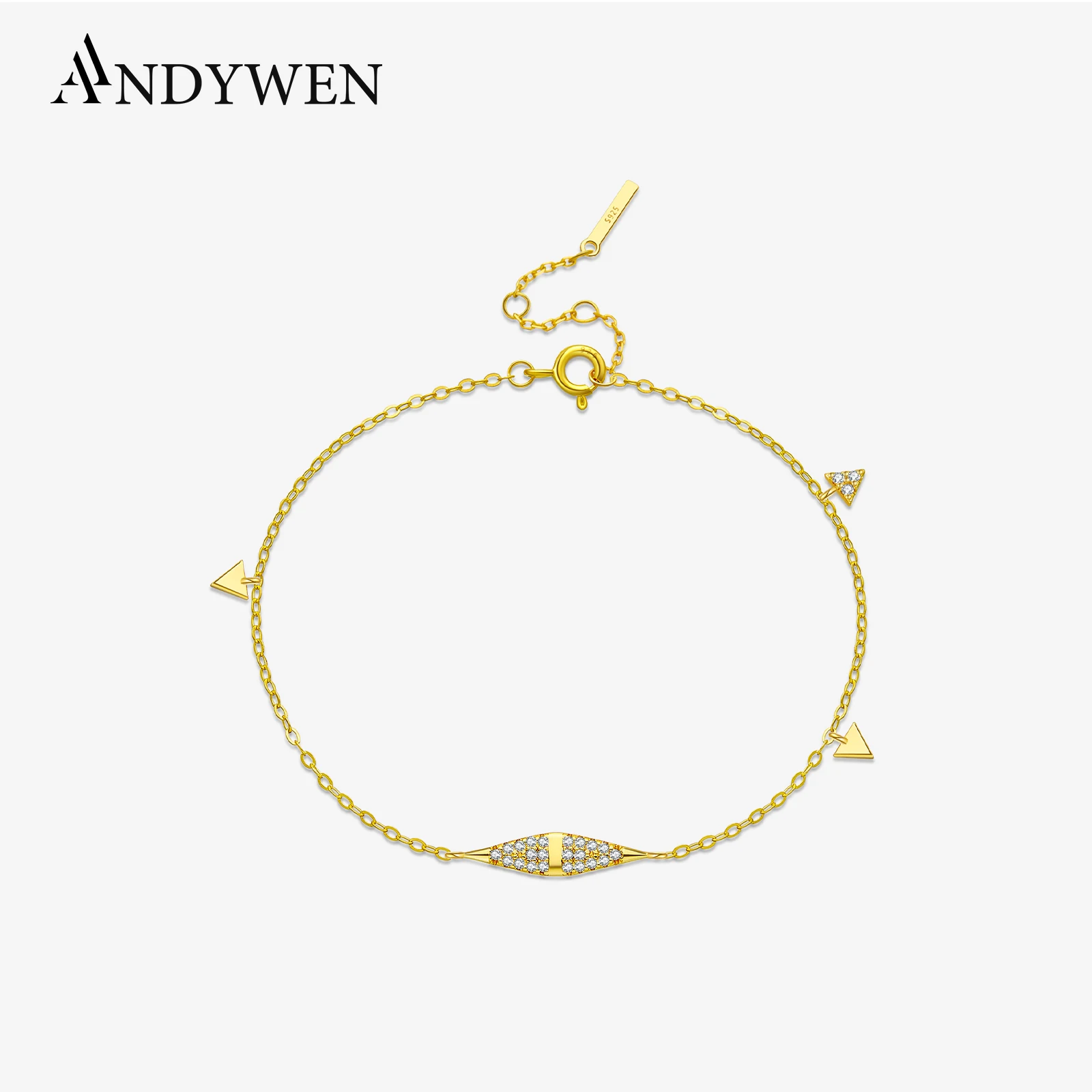 

ANDYWEN 925 Sterling Silver Geometric Bracelet Sparkling Rhombus CZ & Triangle Accents 2025 Women Elegant Jewelry for Daily Wear