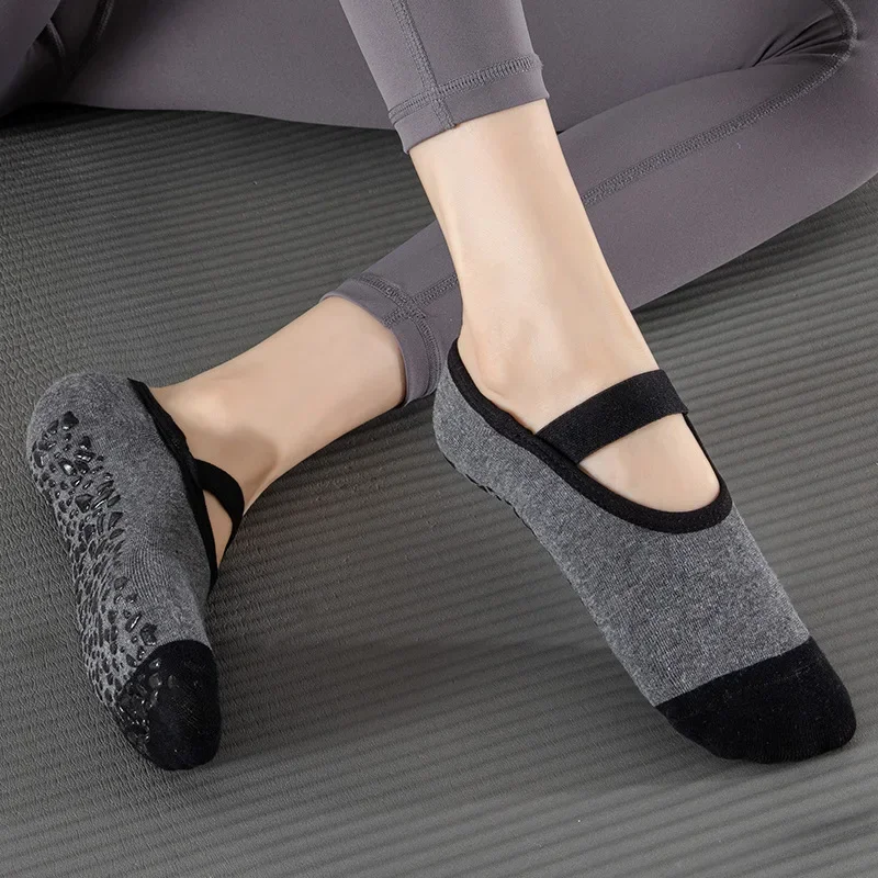 Professional Yoga Socks Women Silicone Non-slip Indoor Workout Dance Sports Socks Backless Breathable Cotton Floor Pilates Socks