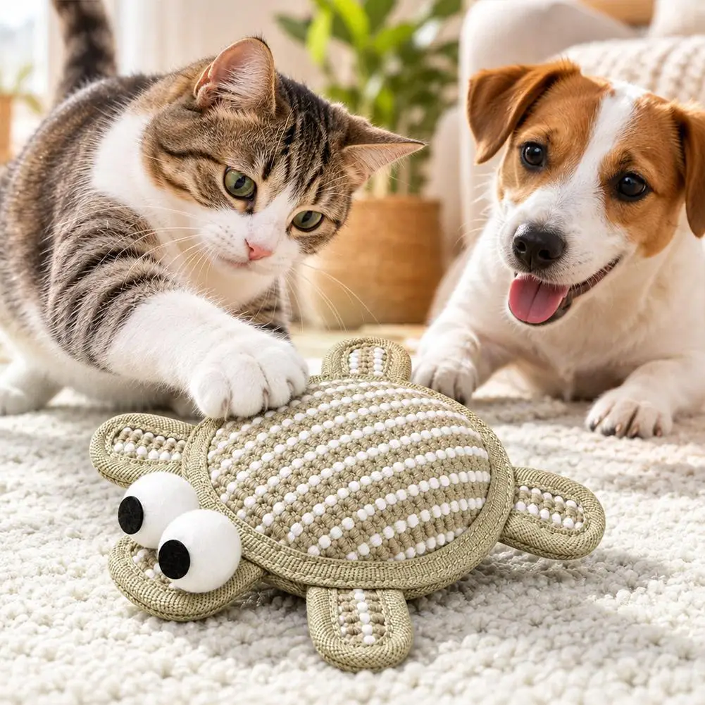Protruding-Eyed Turtle Pet Toy Sisal Woven Scratch Resistant Molars Containing Catnip, Wood, Polygonum Cat Dog Toy