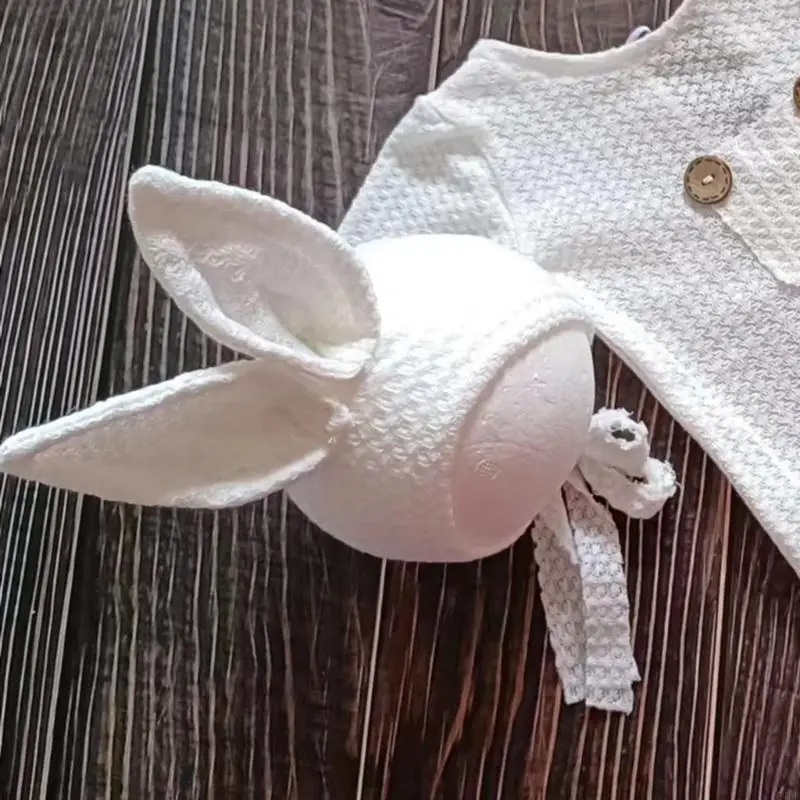 54DF Newborn Photography Props Rabbit Outfit Baby Photoshoot Props Outfits Rabbit Hat