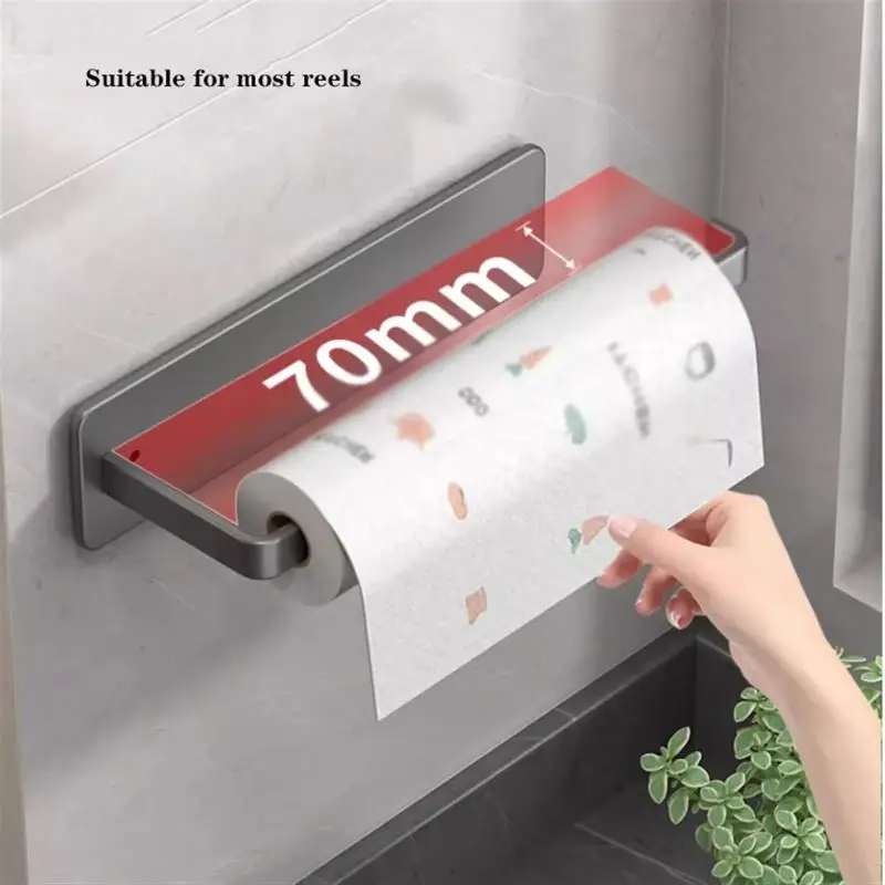 Self Adhesive Kitchen Paper Holder No Drill Napkin Tissue Towel Toilet Roll Paper Holder Hanger Cabinets Bathroom Storage Rack