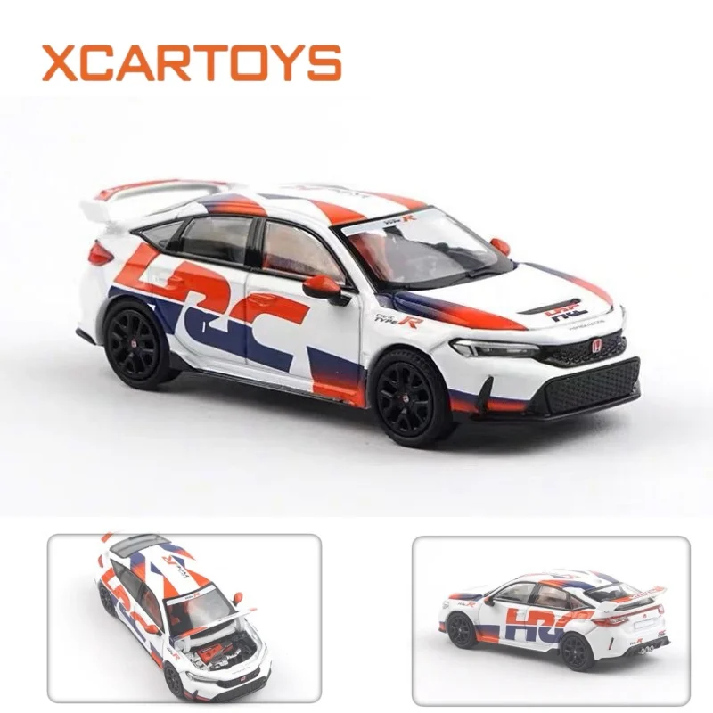 XCARTOYS 1/64 POPRACE Civic Type R FL5 HRC Racing Livery S2 06 Diecast Alloy Car Model Collectible Toy Vehicle Home Decoration