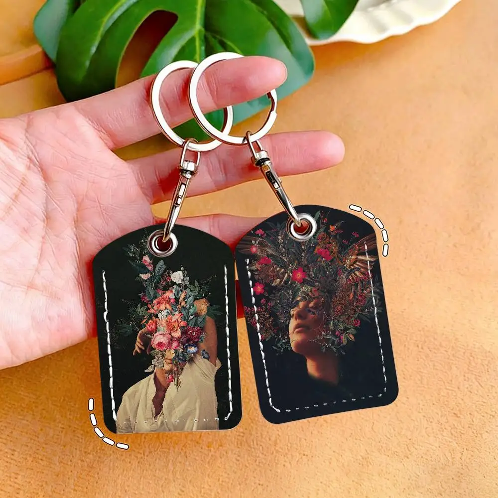 Art F-Frank M-Moth Romantic Flowers Card Holder With Keychain Executive Protection For Bank Credit Subway Bus Case