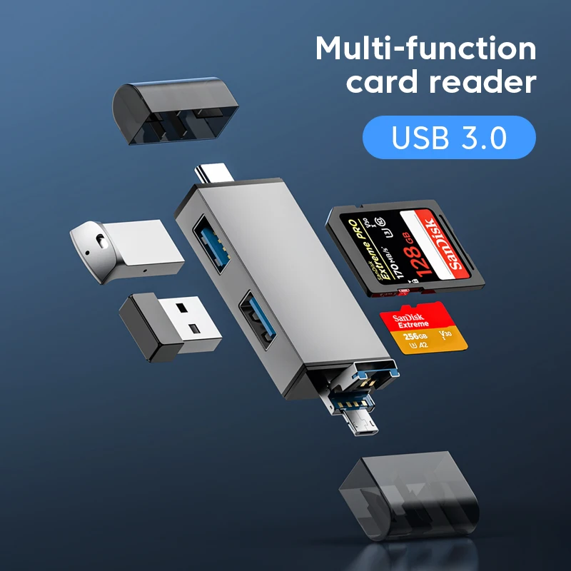 OLAF 7 In 1 Card Reader Usb3.0 To Type C Micro Usb Universal Otg Adapter Multifunctional Adapter Sd Tf High-Speed Transmission
