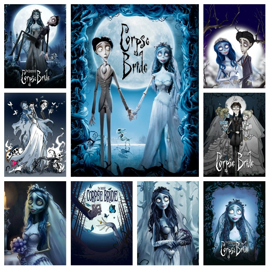 Tim Burton Corpse Bride Movie Diamond Painting Kits Horror Skull Bride Emily Victor Photo Art Cross Stitch Mosaic Home Decor