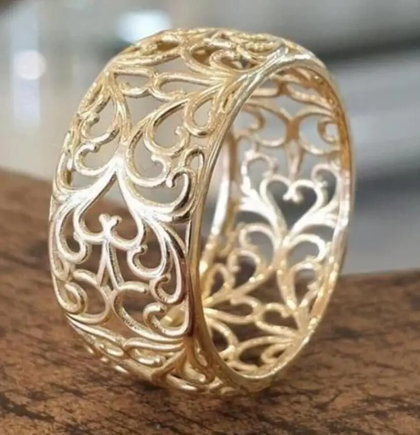 KSRA 2024 New Fashion Creative Hollow Gold Color Minimalist Hoop Rings For Women Party Accessories Gifts Custom Jewelry