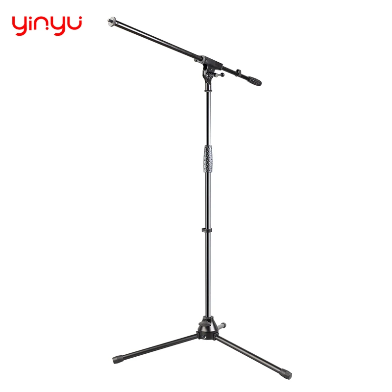 Yinyu MS002 Universal Tripod Mic Stand Single Boom 76cm Height Adj 0.9-1.65M Metal Base & Joint 3/8