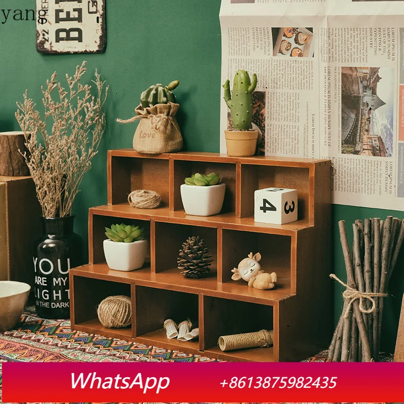 LMM trapezoidal wooden desktop storage cabinet 12 compartments and 9 compartments wall display cabinet