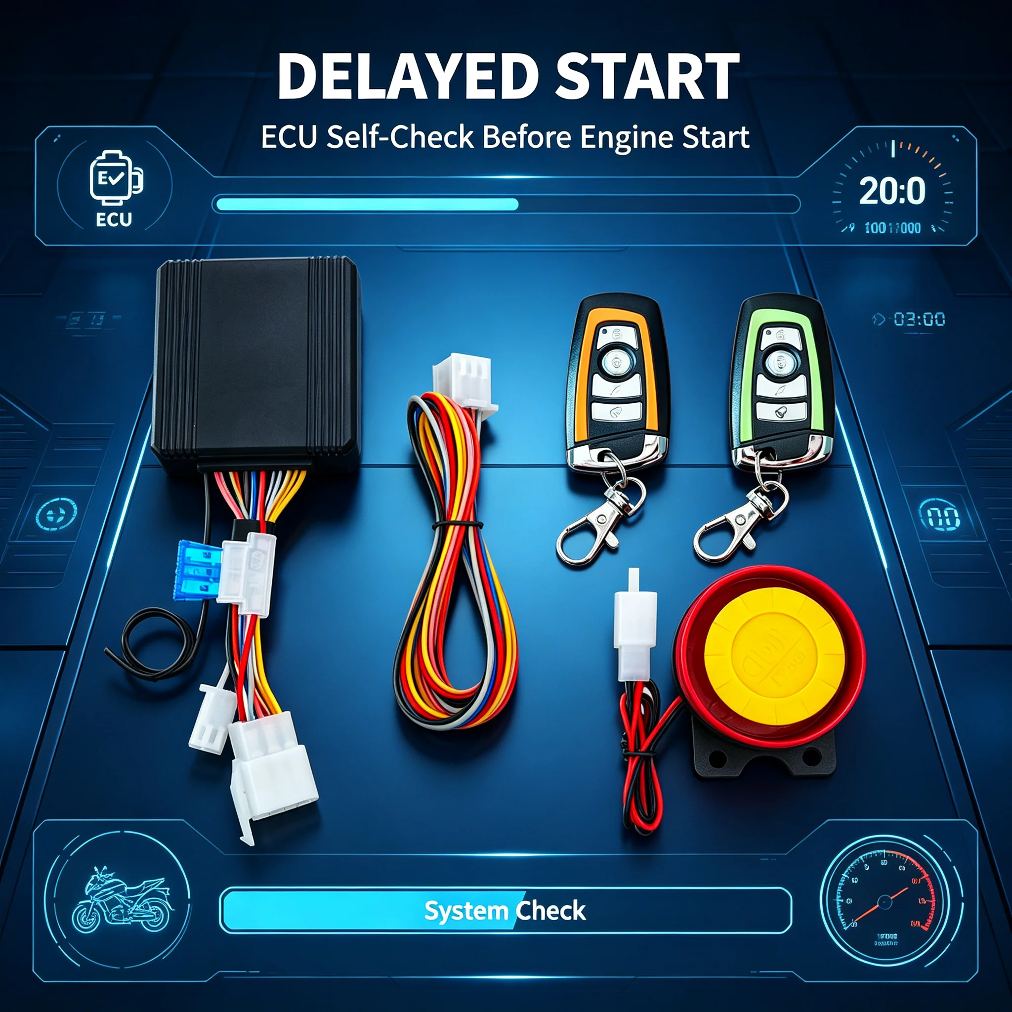 New Multifunctional Motorcycle Anti-Theft Alarm with Automatic Defense, Ignition and Shutdown, Silent Dual Flash Steering Prompt