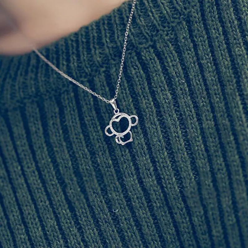 

Изысканное модное украшение из стерлингового серебра 925 пробы: милый кулон-обезьянка с кристаллами, модель XL205