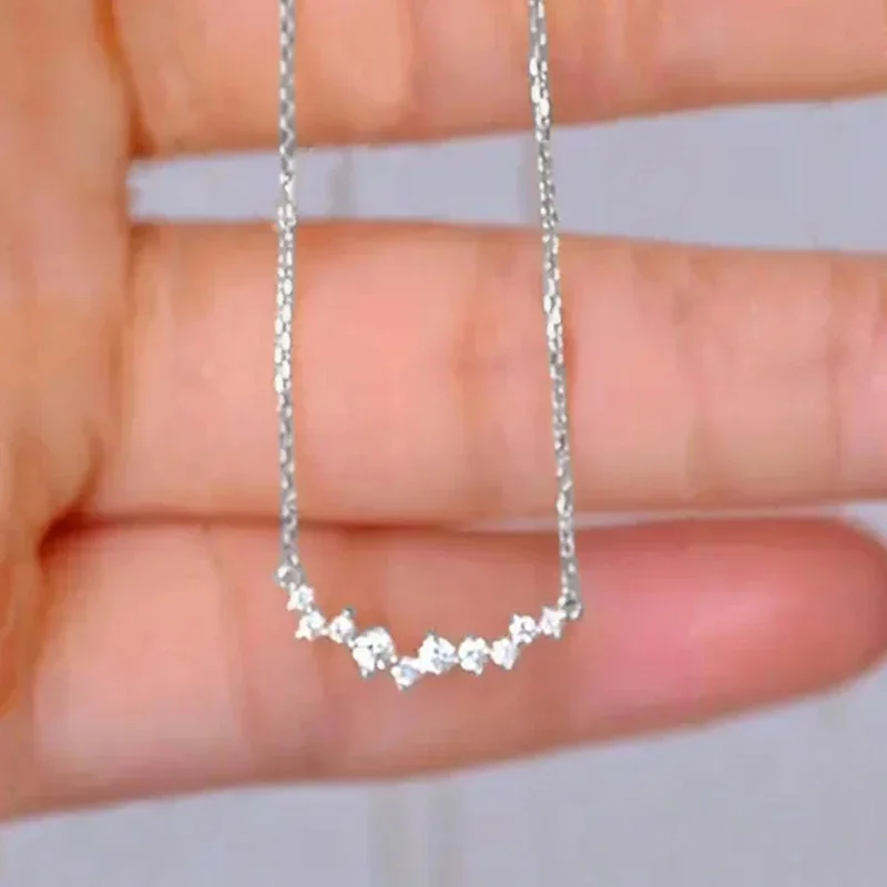 Huitan Trendige, wunderschöne Anhänger-Halskette mit glänzendem CZ, exquisiter Ehering-Schmuck, modische Charms, vielseitige Alltagsaccessoires – Detail 5
